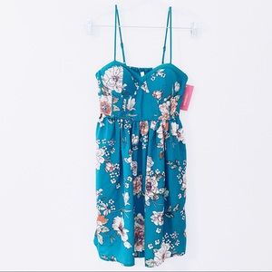 Xhilaration blue floral sweetheart neckline dress